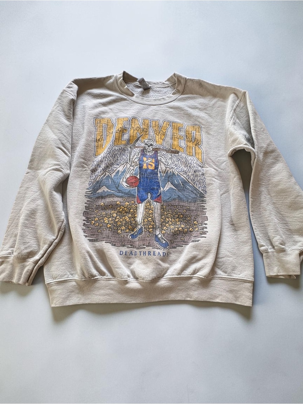 Denver Nuggets Graphic Crewneck Sweatshirt - Cream DEADTHREADS